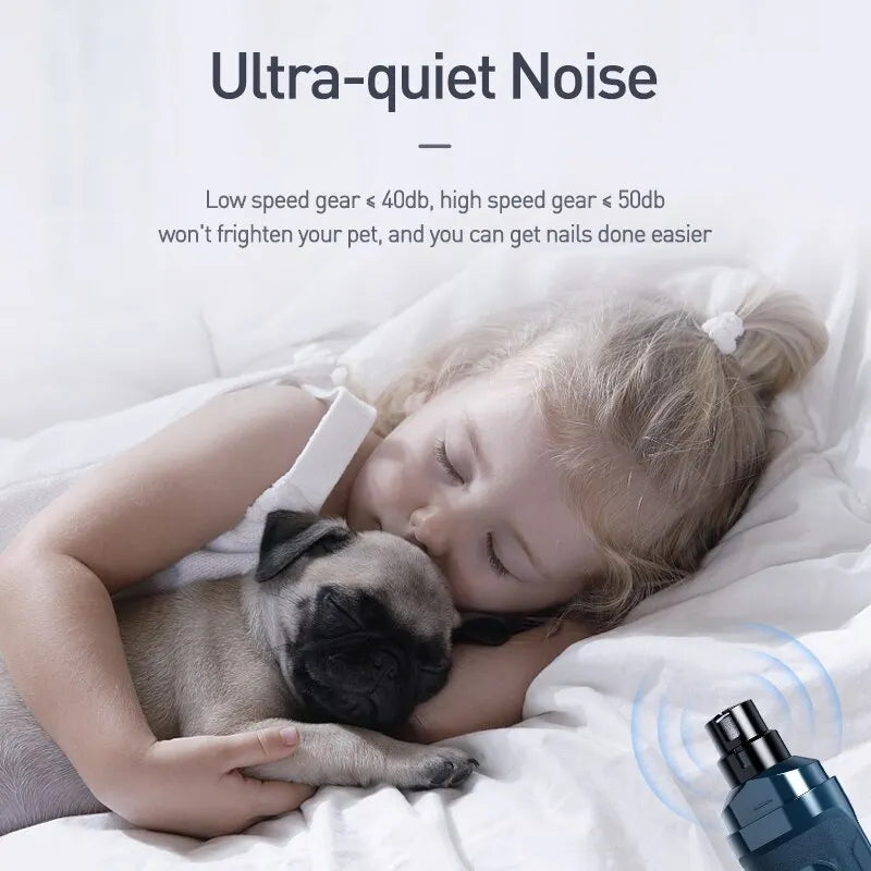 Rechargeable Electric Pet Nail Grinder – Powerful Quiet LED Trimmer for Dogs & Cats