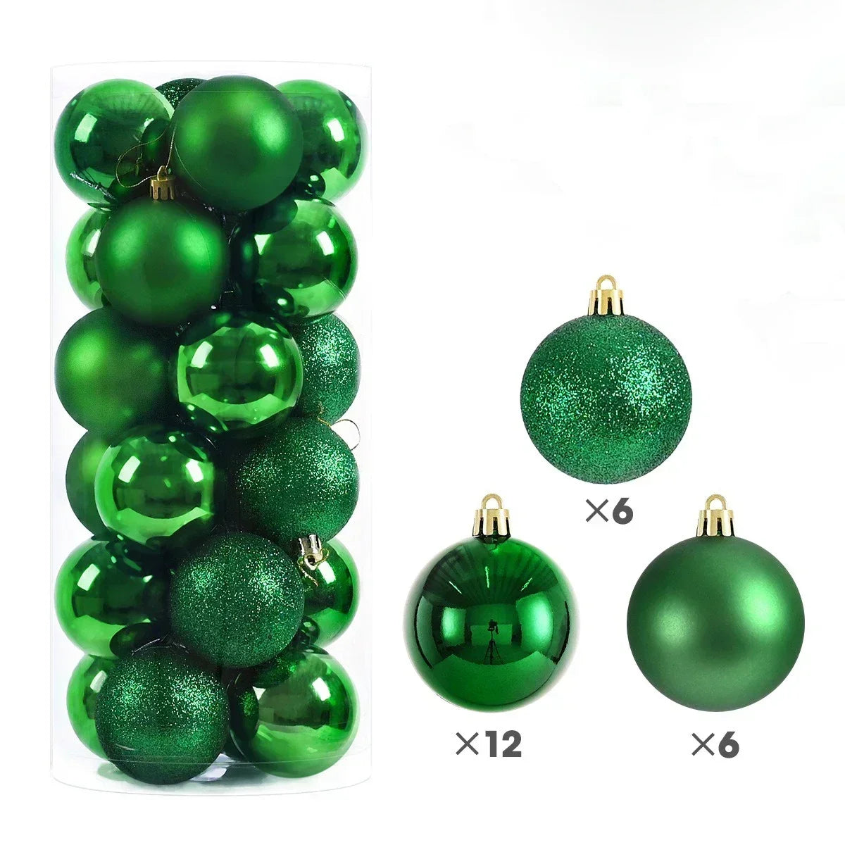 24-Piece Large Christmas Ball Ornaments Set – 3/4/6 cm Shatterproof Baubles for Tree & Party Decor