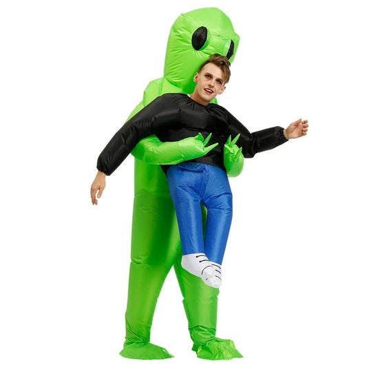 Inflatable Alien ET Costume – Scary Monster Blow-Up Suit for Adults & Kids