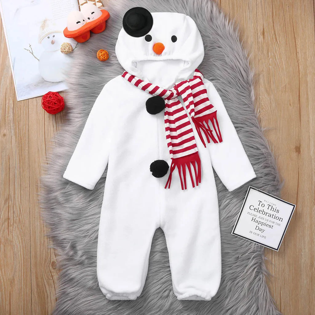 Baby Snowman Costume – Cozy Fleece Romper for Boys & Girls (6M–24M)