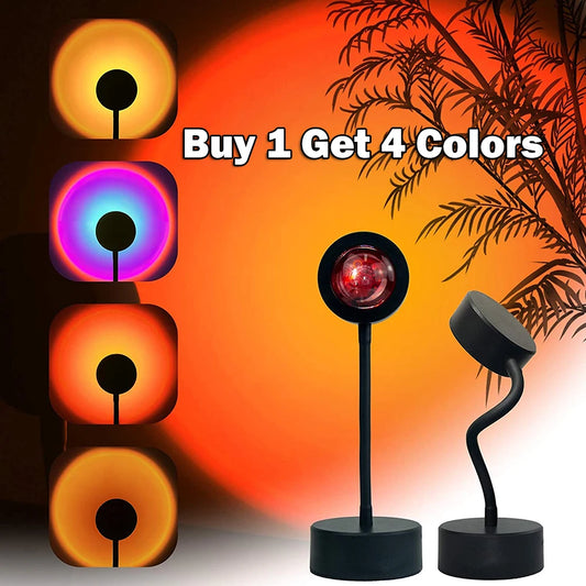 VooVoo USB Sunset Projector Lamp – 360° Rotatable Mood Light with 4 Color Films