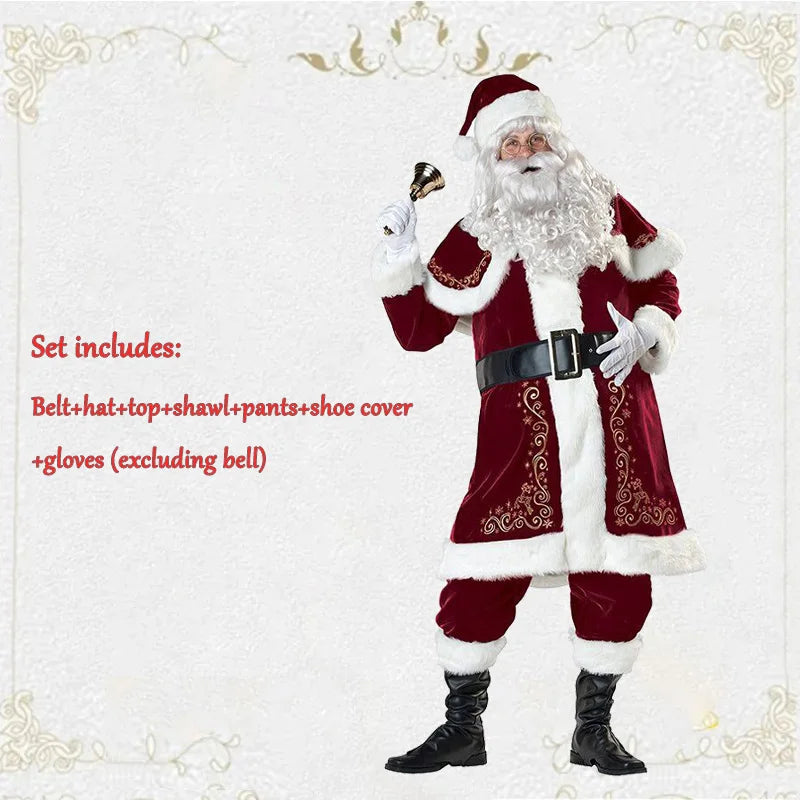 Adult Men and Women Cos Christmas Santa Claus Cosplay Costumes Birthday Couple Party Stage Performance Clothing Girls Xmas Gifts