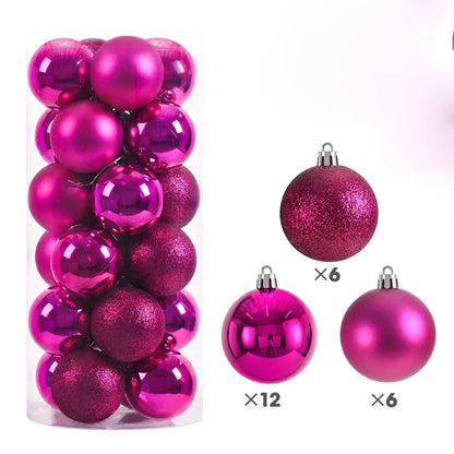 24-Piece Large Christmas Ball Ornaments Set – 3/4/6 cm Shatterproof Baubles for Tree & Party Decor