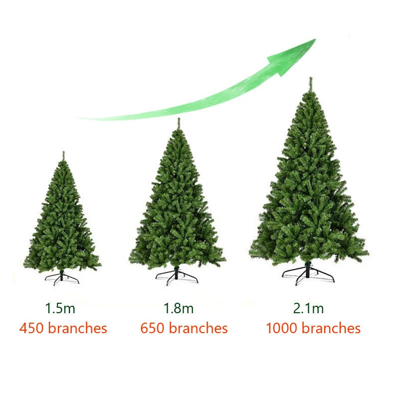 Large PVC Artificial Christmas Tree – 120/150/180/210 cm Green (Easy Assembly)