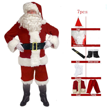 Deluxe Adult Santa Claus Costume – 7/8/9/11 Piece Full Santa Suit Set (Men)