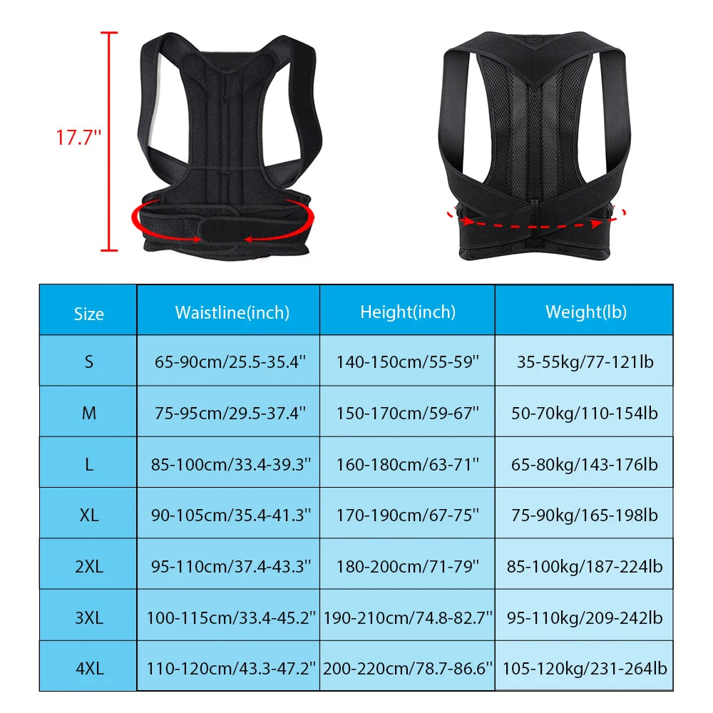 Adjustable Back Brace Posture Corrector – Lumbar & Shoulder Support for Men & Women