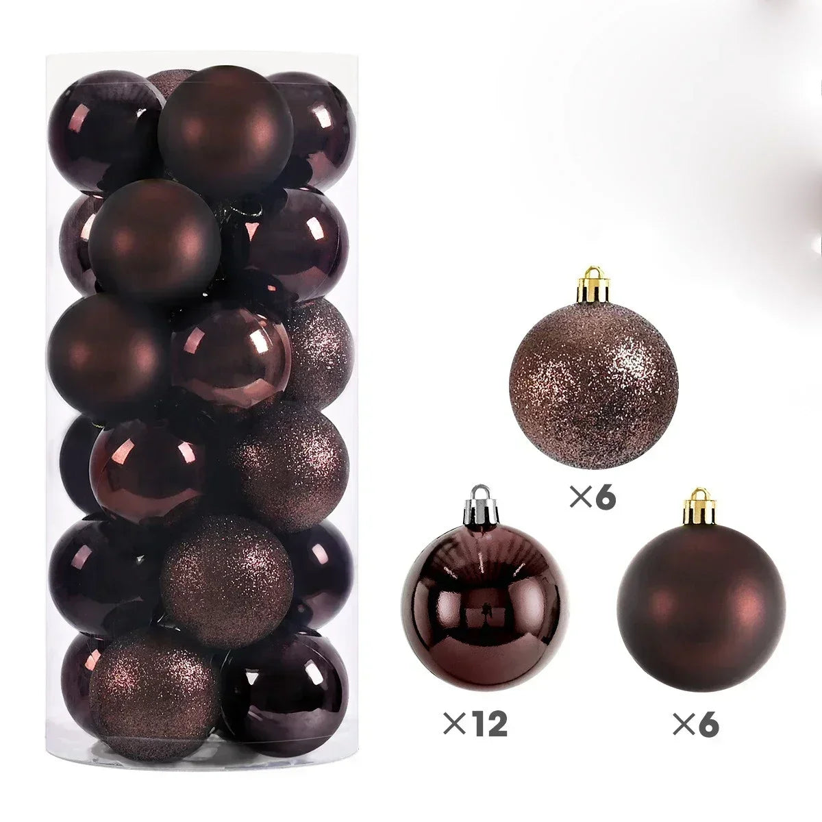24-Piece Large Christmas Ball Ornaments Set – 3/4/6 cm Shatterproof Baubles for Tree & Party Decor