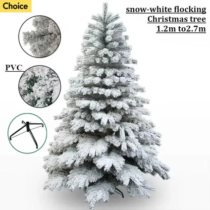 White Flocked Snow Christmas Tree – Artificial PVC (120–270 cm)