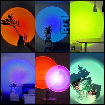 Aamasun USB LED Sunset Projector Lamp – Rainbow & Neon Night Light