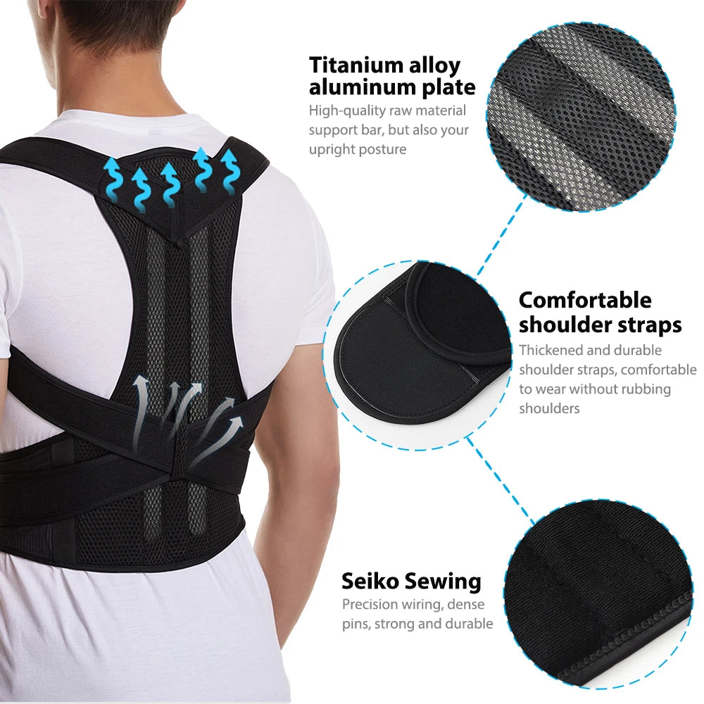 Adjustable Back Brace Posture Corrector – Lumbar & Shoulder Support for Men & Women