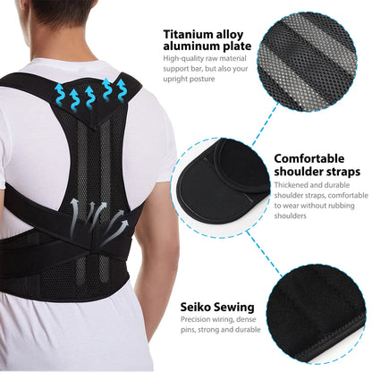 Adjustable Back Brace Posture Corrector – Lumbar & Shoulder Support for Men & Women