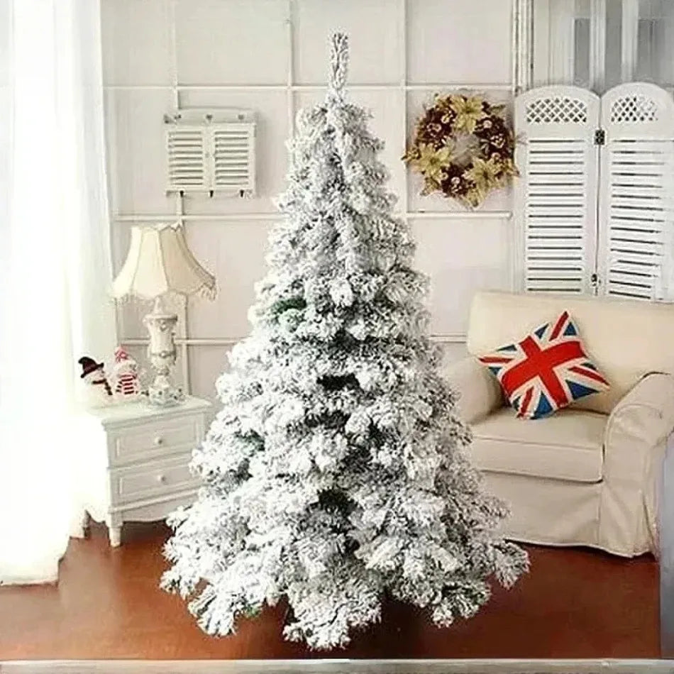 White Flocked Snow Christmas Tree – Artificial PVC (120–270 cm)