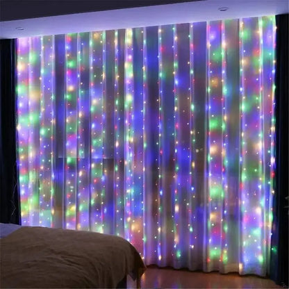 3M–6M USB Curtain Fairy Lights - 100–600 LED + Remote Control (8 Modes)
