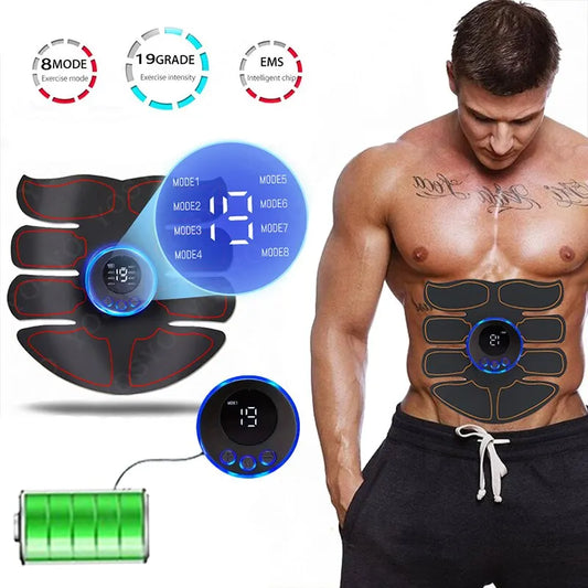 MIPHESLY ABS Muscle Stimulator Patch – USB Rechargeable EMS Trainer with 6 Modes & 19 Gears