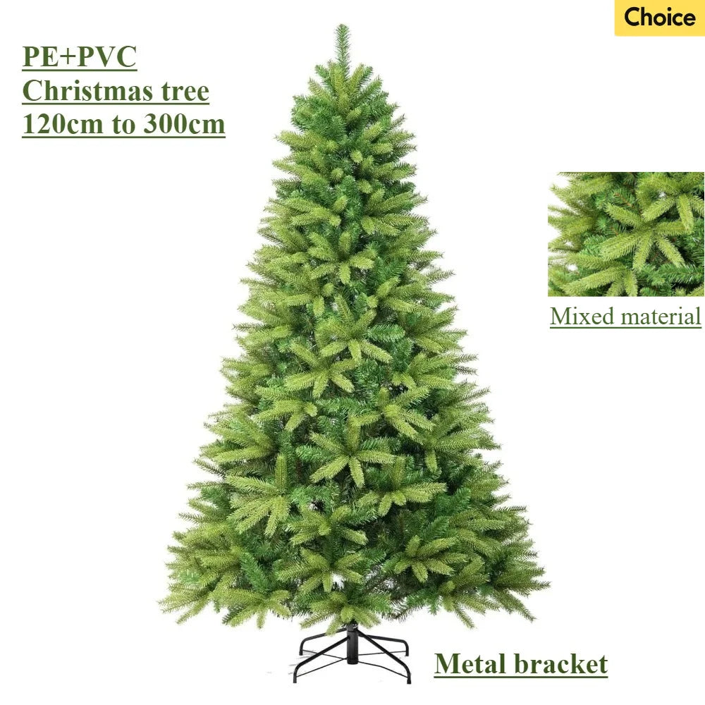 Premium PE+PVC Mixed Christmas Tree – Ultra-Thick Encrypted Branches + Metal Stand (120–300 cm)