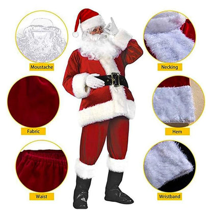 Deluxe Adult Santa Claus Costume – 7/8/9/11 Piece Full Santa Suit Set (Men)