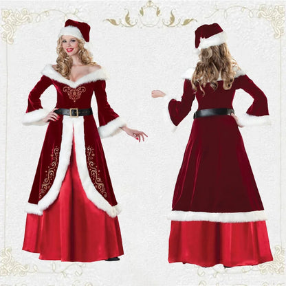 Adult Men and Women Cos Christmas Santa Claus Cosplay Costumes Birthday Couple Party Stage Performance Clothing Girls Xmas Gifts