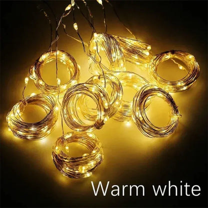 3M USB Curtain Fairy Lights – 300 LED Warm White String Garland with Remote (3×3m / 3×2m / 3×1m)