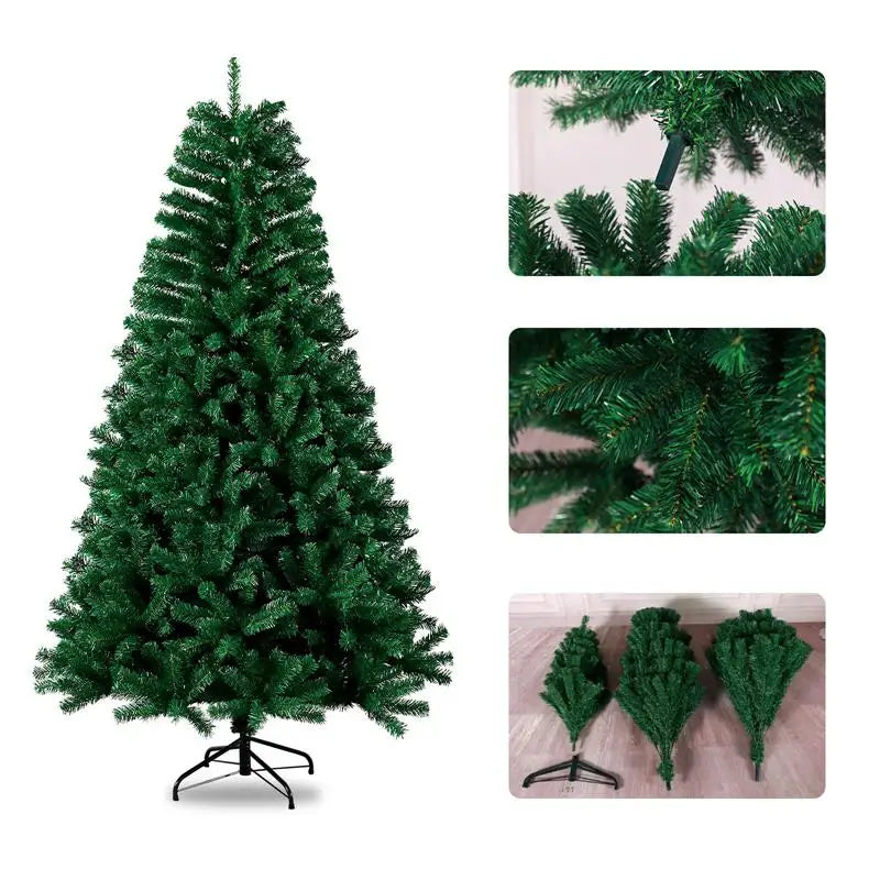 Large PVC Artificial Christmas Tree – 120/150/180/210 cm Green (Easy Assembly)