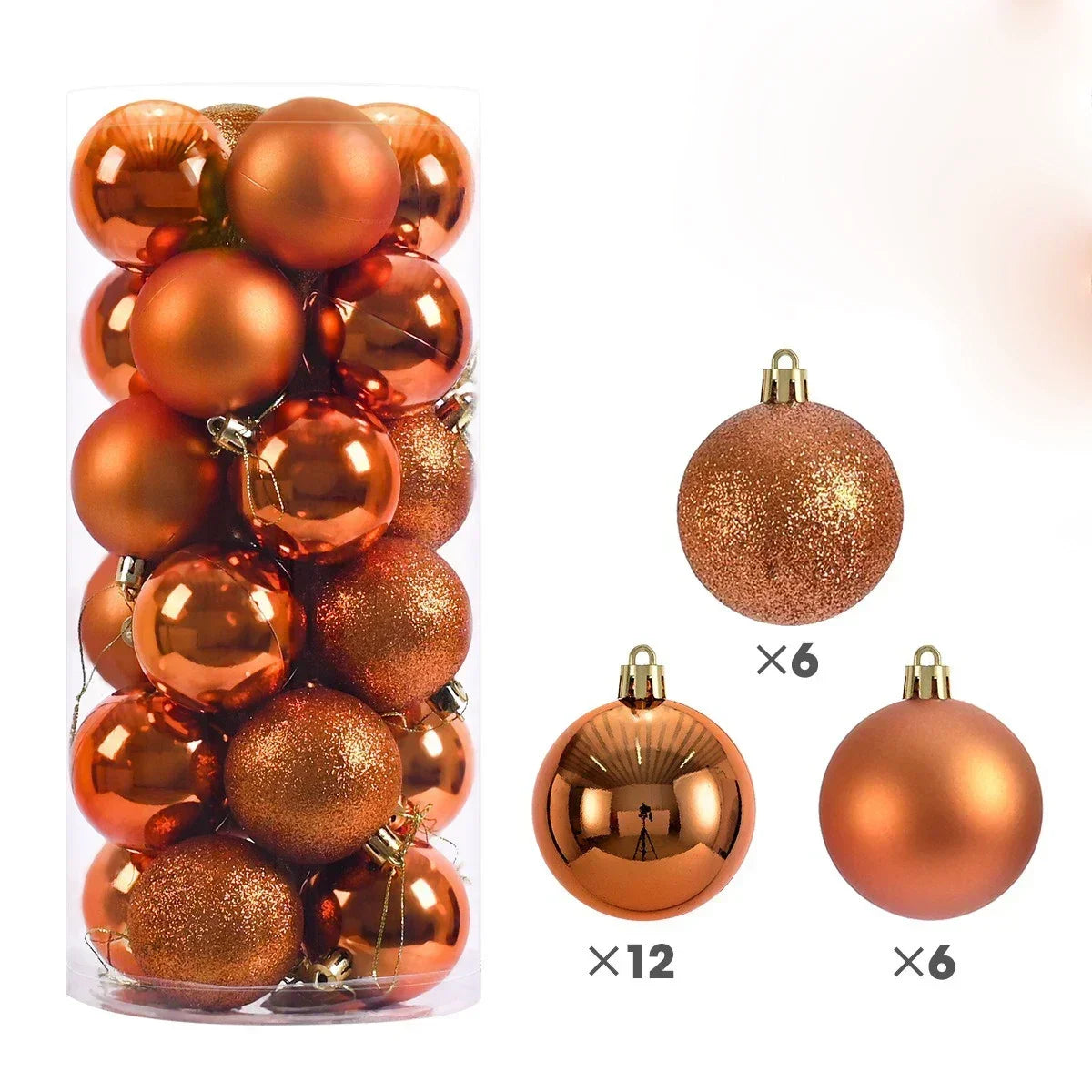 24-Piece Large Christmas Ball Ornaments Set – 3/4/6 cm Shatterproof Baubles for Tree & Party Decor