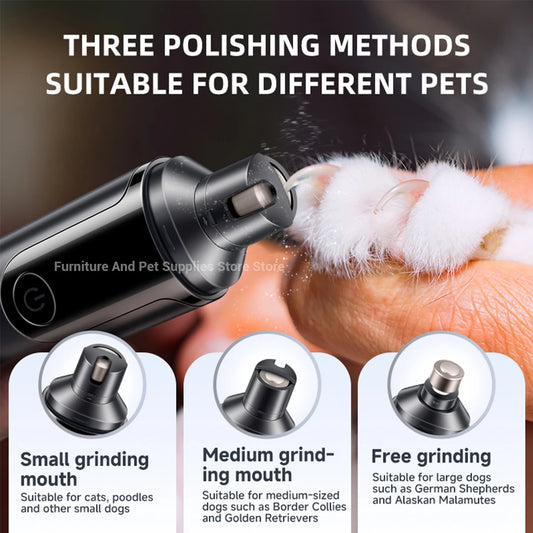 USB Rechargeable Electric Pet Nail Grinder – Painless Trimmer with Diamond Wheel for Dogs & Cats