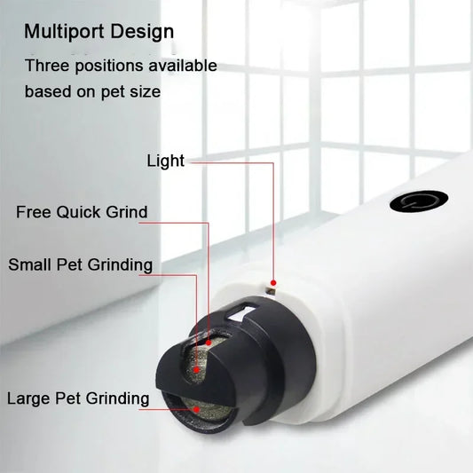 Rechargeable USB Electric Pet Nail Grinder – Quiet LED Light Trimmer for Dogs & Cats