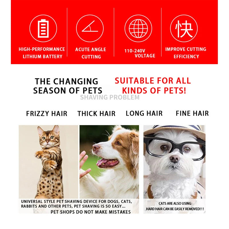 Baisibei Rechargeable Professional Pet Hair Clipper Kit – Quiet Cordless Trimmer for Dogs & Cats