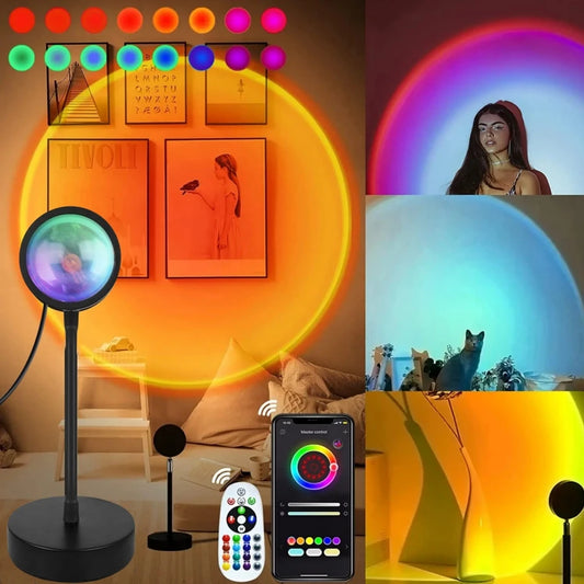 Tuya Smart Sunset Projection Lamp – USB RGB LED Night Light with APP & Remote Control