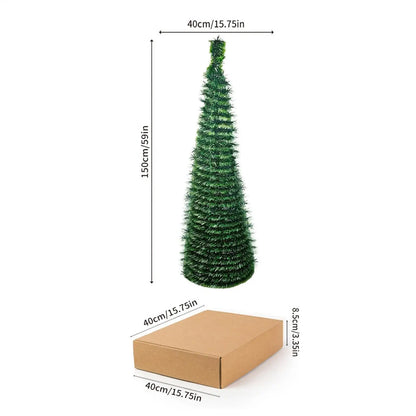 5ft (150 cm) Foldable Pop-Up Christmas Tree – Spiral Faux Tree with Stand