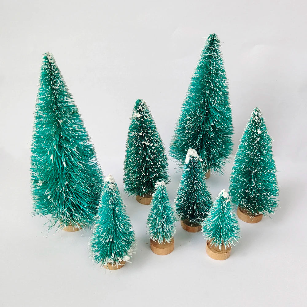 5/8-Piece Mini Artificial Christmas Trees – Small Sisal Cedar Pine Tabletop Decor