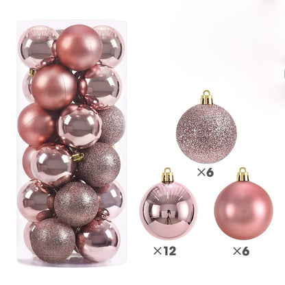 24-Piece Large Christmas Ball Ornaments Set – 3/4/6 cm Shatterproof Baubles for Tree & Party Decor