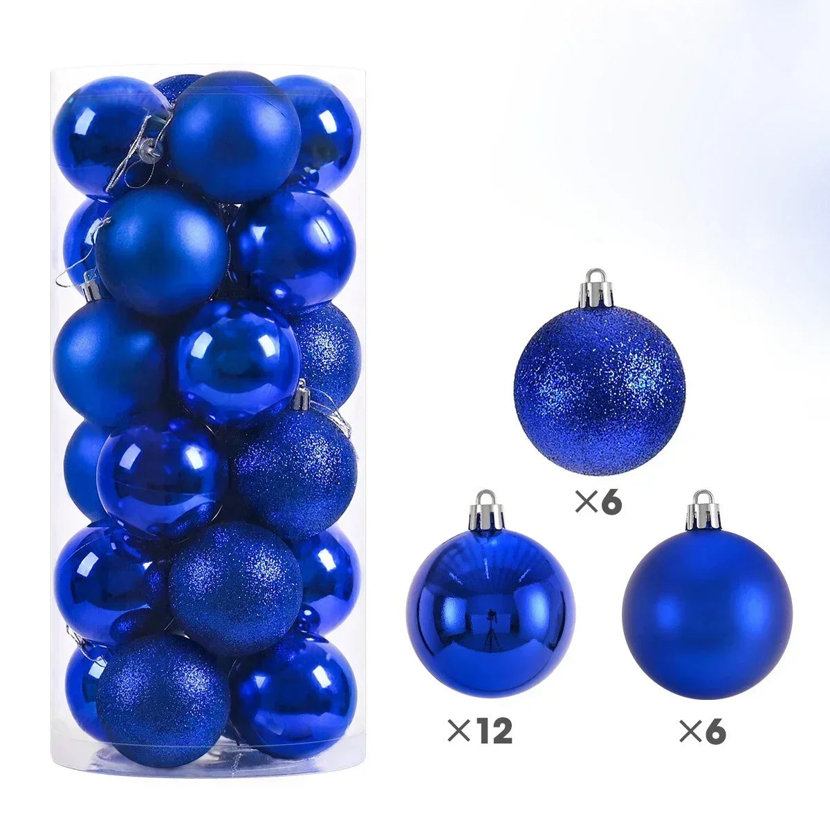 24-Piece Large Christmas Ball Ornaments Set – 3/4/6 cm Shatterproof Baubles for Tree & Party Decor