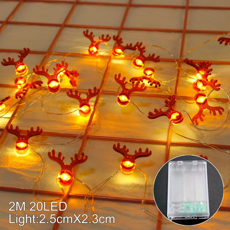 Santa Claus Christmas LED Light String Merry Christmas Decor for Home 2025 Christmas Tree Ornaments Navidad Xmas Gifts New Year