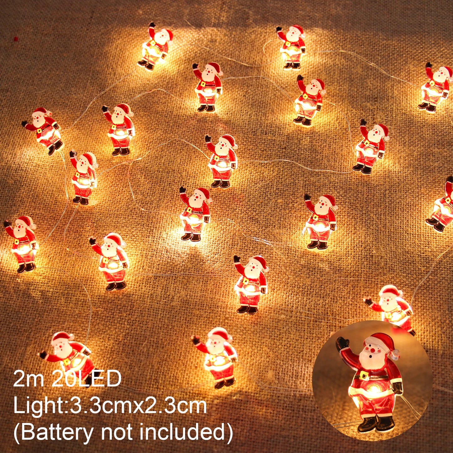 Santa Claus Christmas LED Light String Merry Christmas Decor for Home 2025 Christmas Tree Ornaments Navidad Xmas Gifts New Year