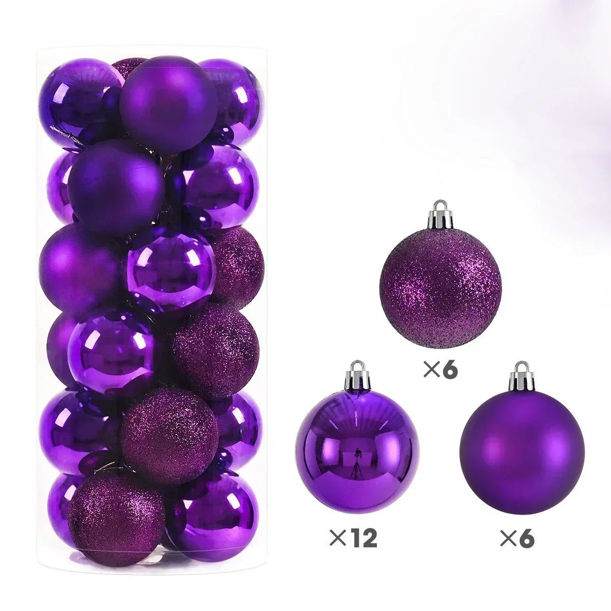 24-Piece Large Christmas Ball Ornaments Set – 3/4/6 cm Shatterproof Baubles for Tree & Party Decor