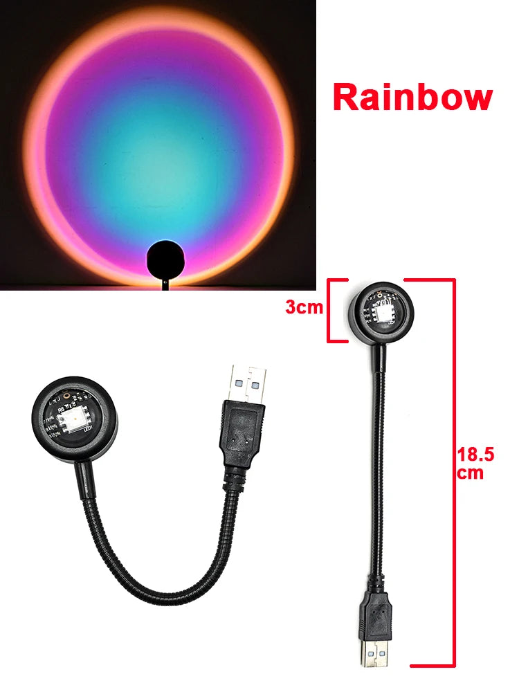 Aamasun USB LED Sunset Projector Lamp – Rainbow & Neon Night Light