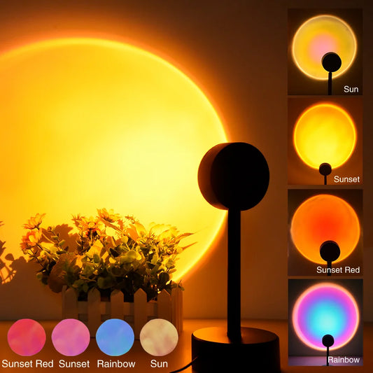 USB Sunset Projection Lamp – LED Rainbow Neon Night Light