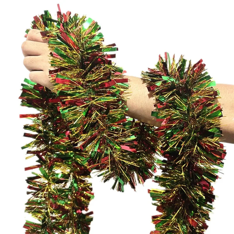 5M LED Christmas Tinsel Garland – Thick Shiny Metallic with Warm White Lights (16 ft)
