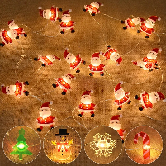 Santa Claus Christmas LED Light String Merry Christmas Decor for Home 2025 Christmas Tree Ornaments Navidad Xmas Gifts New Year