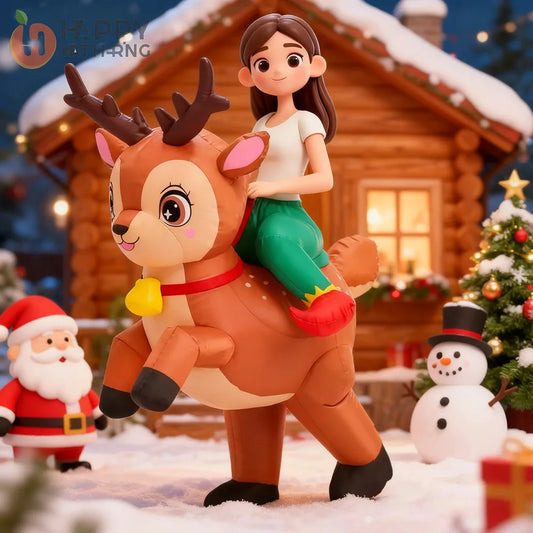 Inflatable Ride-On Reindeer Costume – Adult Funny Blow-Up Elk Suit (One Size 150–190 cm)