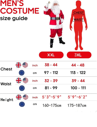 Deluxe Adult Santa Claus Costume – 7/8/9/11 Piece Full Santa Suit Set (Men)