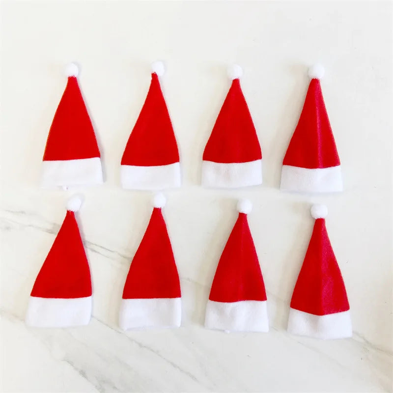 2024 Merry Christmas cutlery bag holder Christmas hat fork knife cutlery bag home Christmas decoration