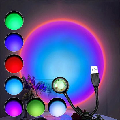Aamasun USB LED Sunset Projector Lamp – Rainbow & Neon Night Light