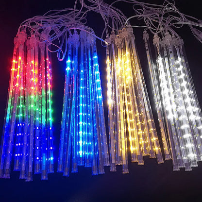 LED Meteor Shower Rain Lights – Waterproof Falling Raindrop String Lights (30 cm / 50 cm Tubes)