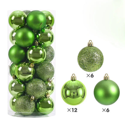 24-Piece Large Christmas Ball Ornaments Set – 3/4/6 cm Shatterproof Baubles for Tree & Party Decor