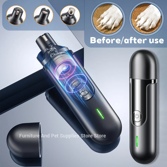 USB Rechargeable Electric Pet Nail Grinder – Painless Trimmer with Diamond Wheel for Dogs & Cats