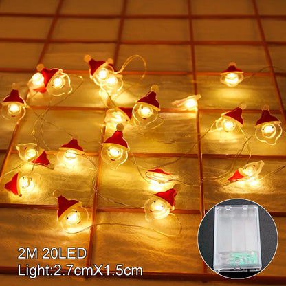 Santa Claus Christmas LED Light String Merry Christmas Decor for Home 2025 Christmas Tree Ornaments Navidad Xmas Gifts New Year