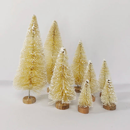 5/8-Piece Mini Artificial Christmas Trees – Small Sisal Cedar Pine Tabletop Decor