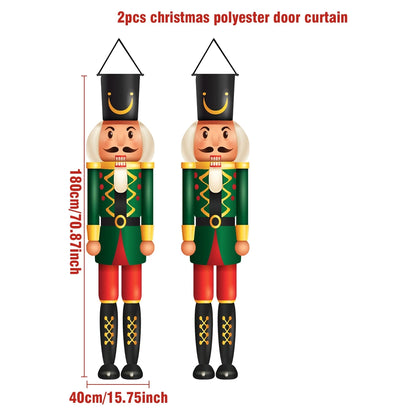 Santa Claus Christmas Door Banner Set – Merry Christmas Porch Sign Pair