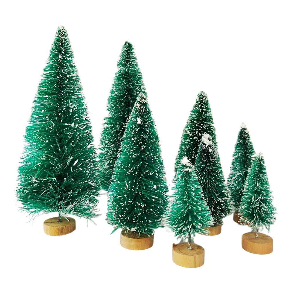 5/8-Piece Mini Artificial Christmas Trees – Small Sisal Cedar Pine Tabletop Decor